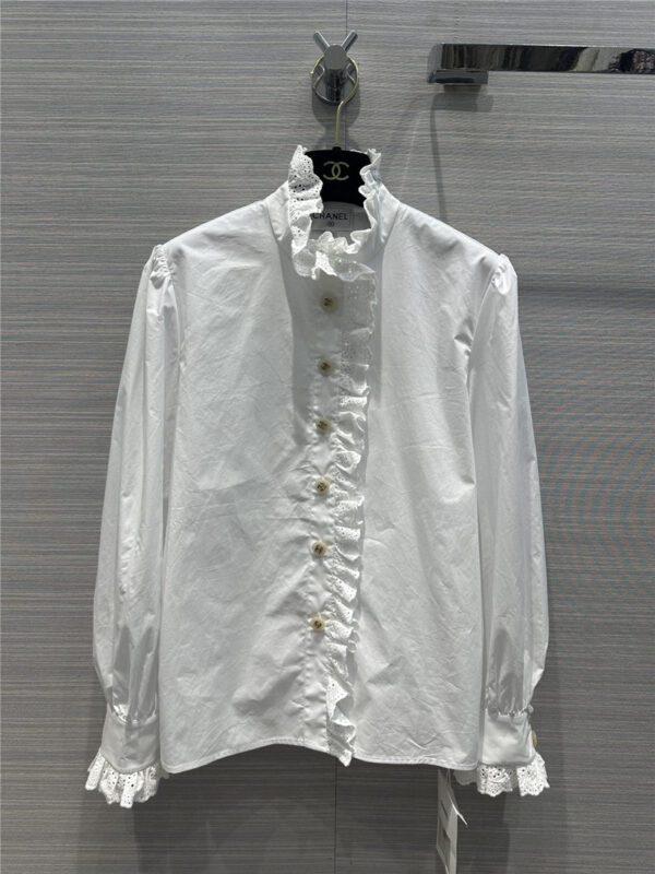 chanel palace style lace stand collar shirt