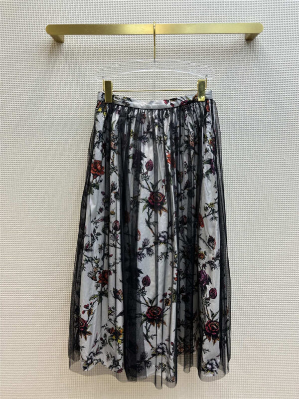 dior rose floral skirt