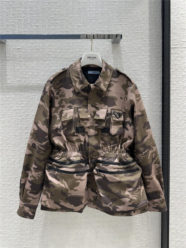 prada sports camouflage series work style waisted parka jacket