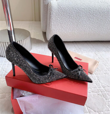 valentino new full diamond bow high heels