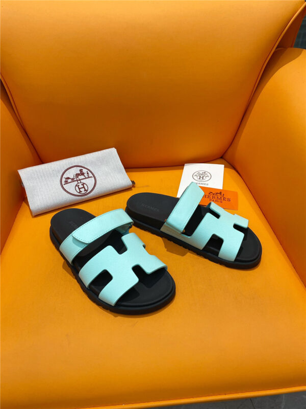 Hermès H-shaped Velcro flat sandals and slippers