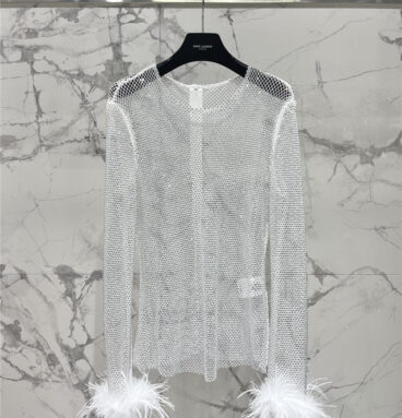 YSL sequined ostrich feather sequined top
