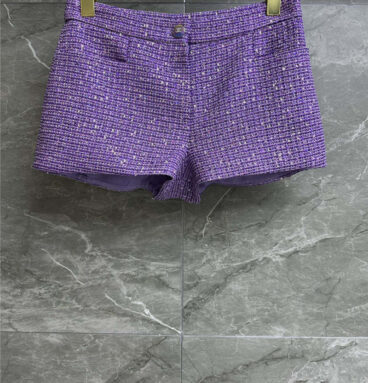 chanel purple sequin shorts