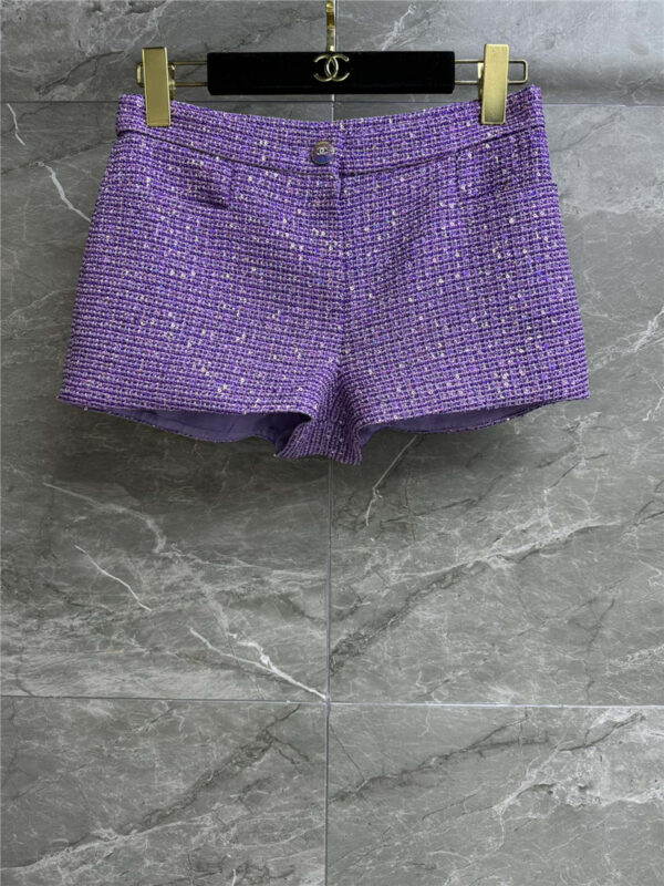 chanel purple sequin shorts