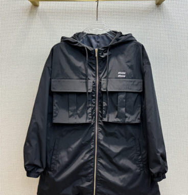 miumiu hooded work style windbreaker jacket