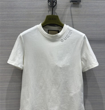 gucci rhinestone lettering cotton T-shirt