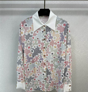 chanel new color camellia double C lapel shirt
