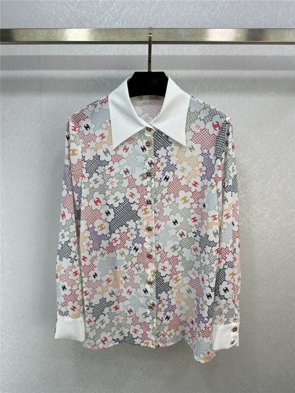 chanel new color camellia double C lapel shirt