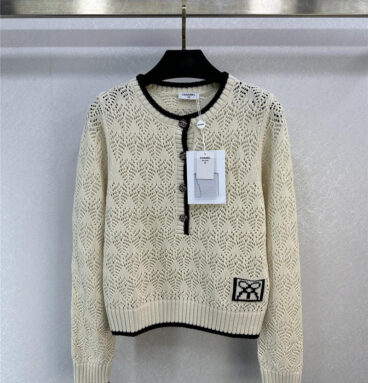 chanel lady style hollow knitted top