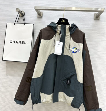 chanel hooded fashionable contrast coat