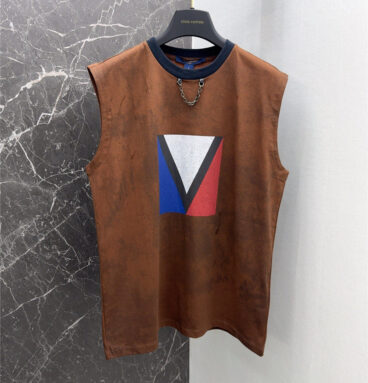 louis vuitton LV faded washed chocolate vest long T-shirt