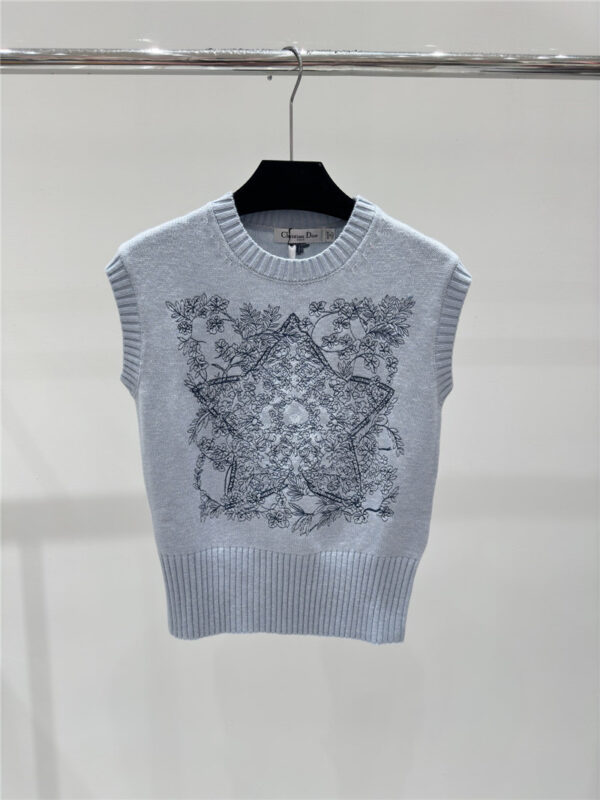 dior Birds and Flowers Heavy Embroidery Knitted Vest