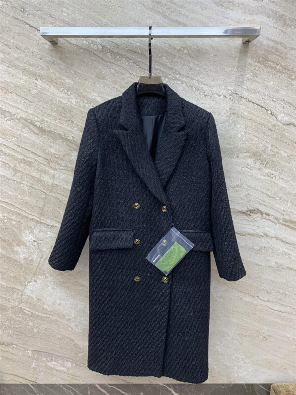 gucci luxury twill wool double breasted coat
