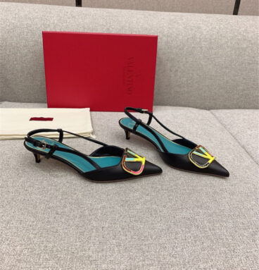 valentino new color enamel buckle back hollow high heels
