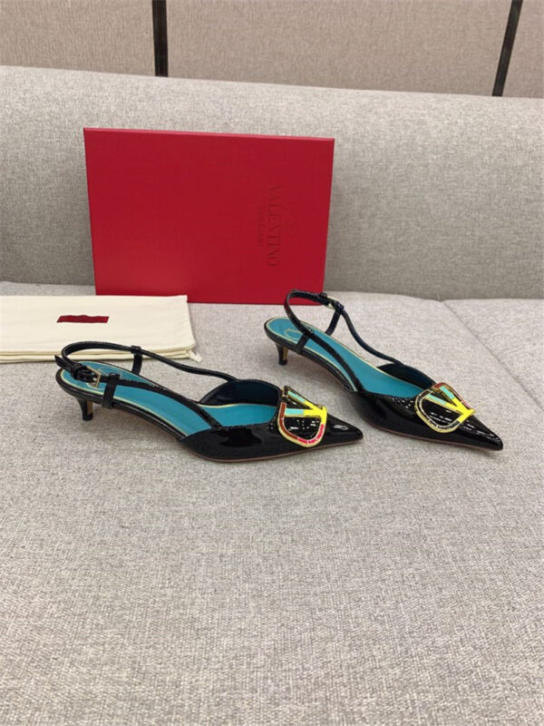 valentino new color enamel buckle back hollow high heels