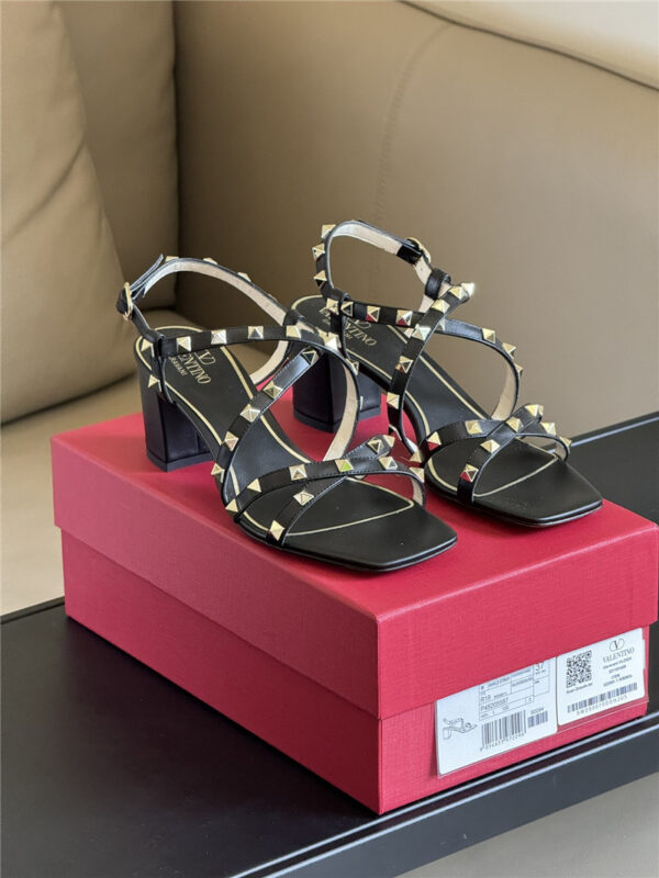 valentino chunky heel studded sandals