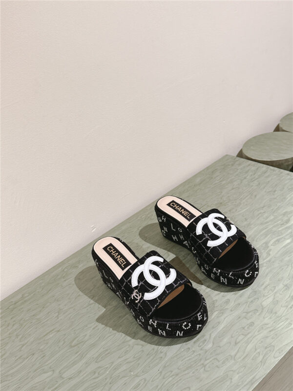 chanel thick sole elevated water platform beach sandals