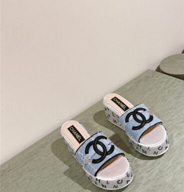 chanel thick sole elevated water platform beach sandals