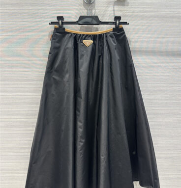 prada contrast leather trim long skirt