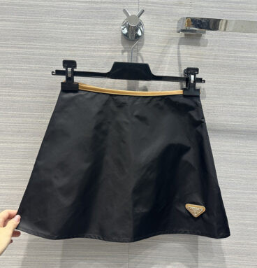 prada contrast leather skirt