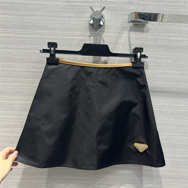 prada contrast leather skirt