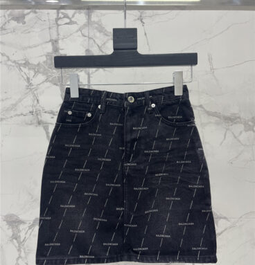 Balenciaga washed distressed denim skirt