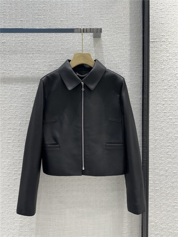 Hermès fine-grained lambskin lapel zipped jacket