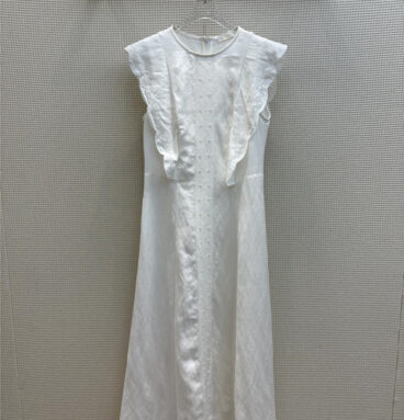 Chloé round neck cotton linen simple sleeveless dress