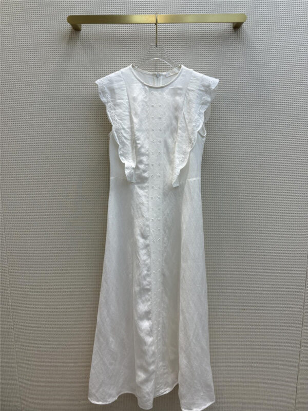 Chloé round neck cotton linen simple sleeveless dress