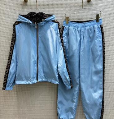 fendi reversible hooded jacket + casual sweatpants set