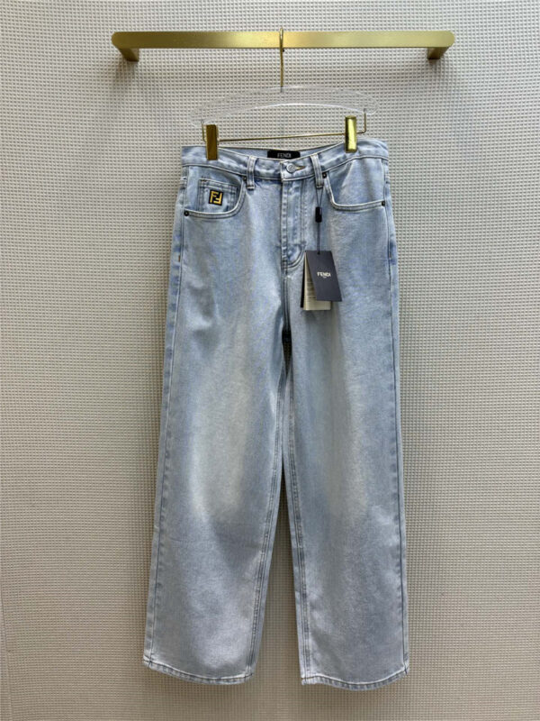 fendi classic embroidered double F straight jeans