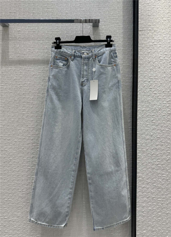 miumiu logo embroidered straight jeans