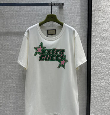 gucci star embroidered signature sequin print T-shirt