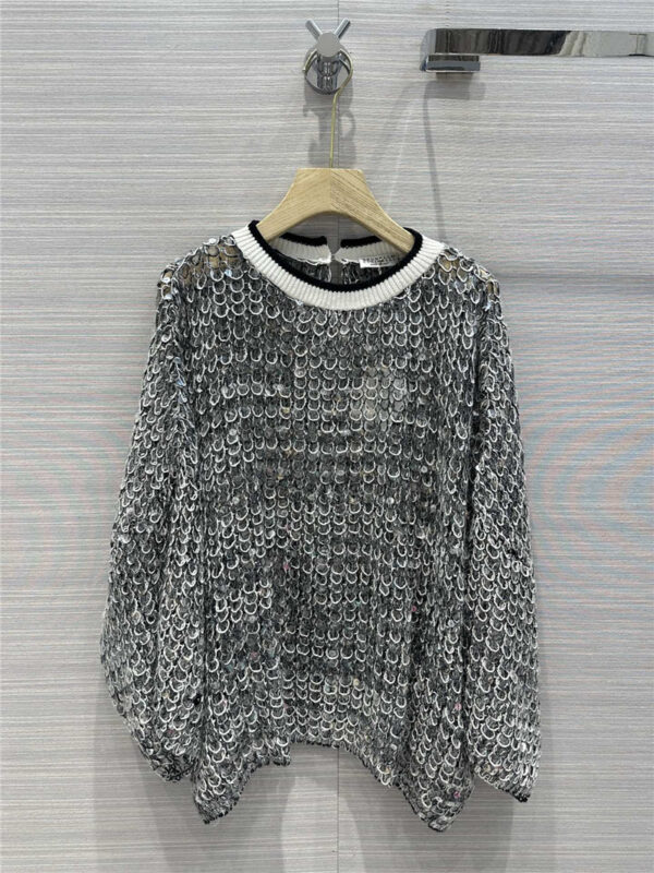 BC fish scale sequined knit top