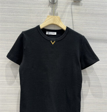 valentino haute couture ribbed cotton short-sleeved T-shirt