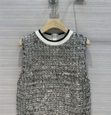 BC fish scale sequin knitted mini vest