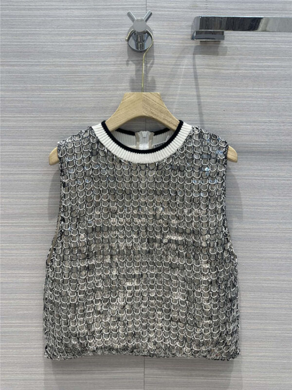 BC fish scale sequin knitted mini vest