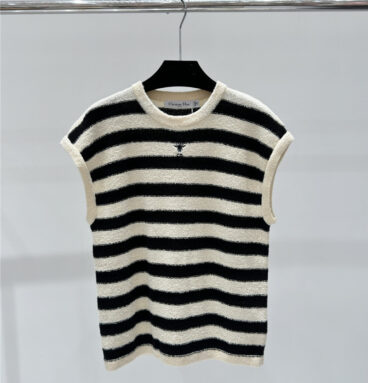 dior classic contrast striped knitted sweater