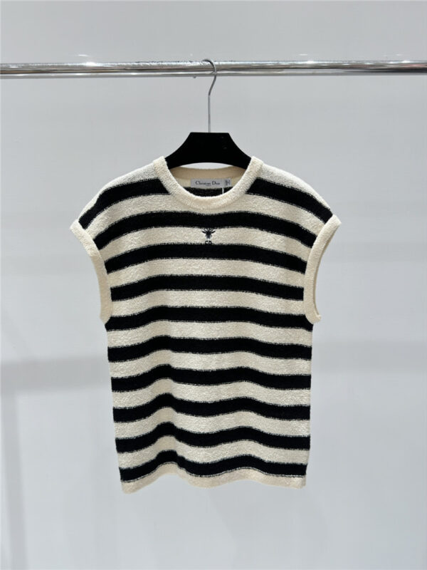 dior classic contrast striped knitted sweater