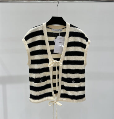 dior classic contrast striped knitted cardigan