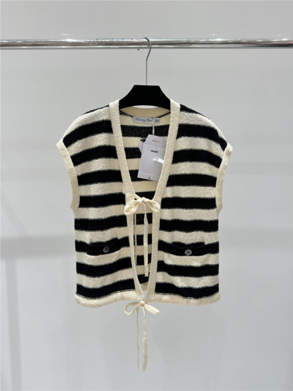dior classic contrast striped knitted cardigan