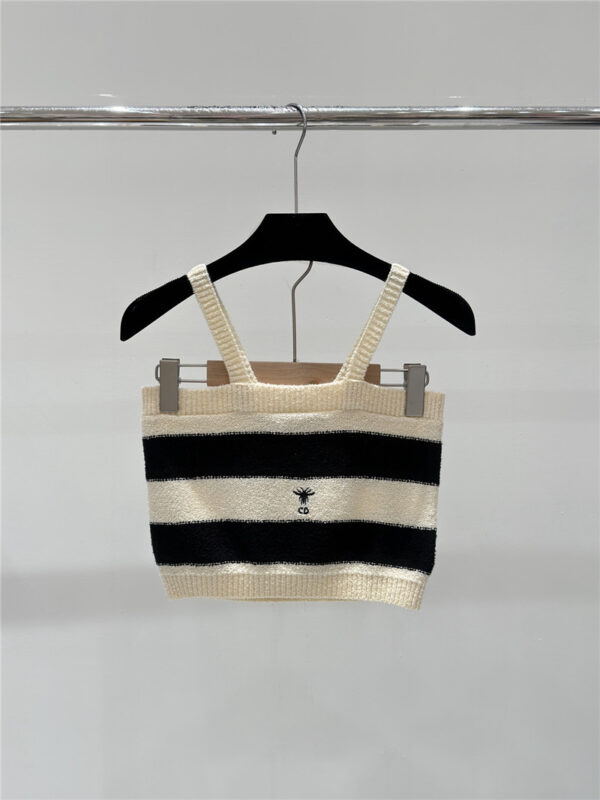 dior embroidered little bee retro knitted camisole