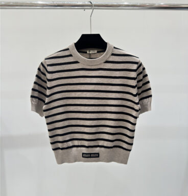 miumiu micro-label striped knitted top