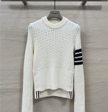 Thom Browne sheep wool yarn stick stitch hollow sweater