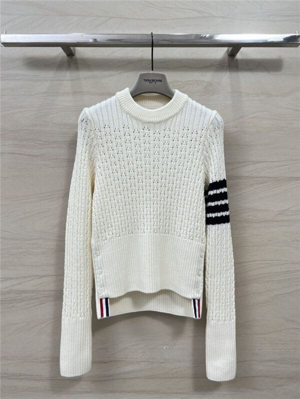 Thom Browne sheep wool yarn stick stitch hollow sweater