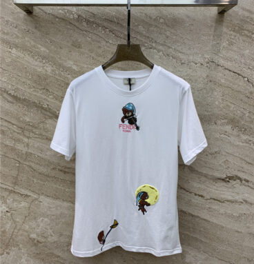 fendi cartoon letter embroidered short-sleeved T-shirt
