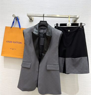 louis vuitton LV jacquard vest + contrasting color pants suit
