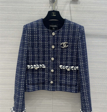 Chanel high-end blue and white gold short coat