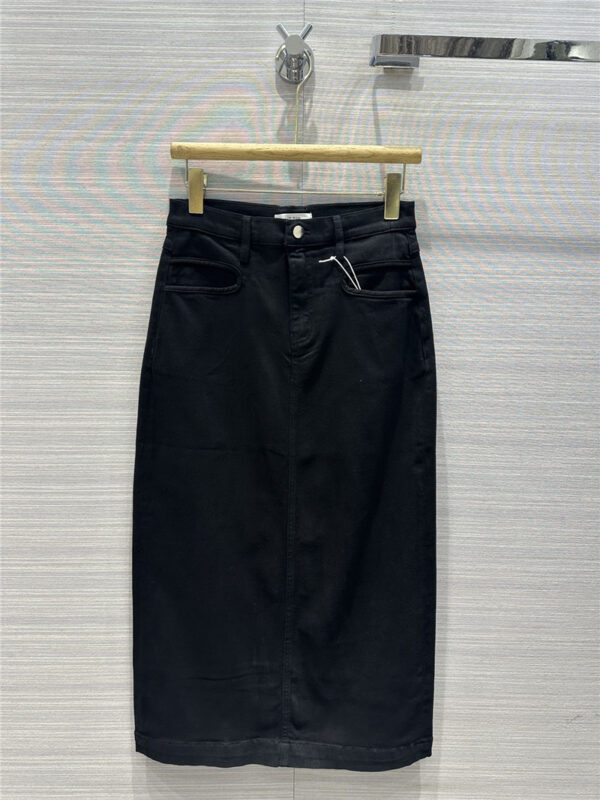 the row black and white denim long skirt