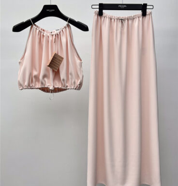 miumiu short halter top + high waist skirt suit